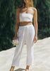 The Talia Pant in White Linen seen in Maui, Hawaii.