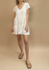 Full photo of the Elwood Mini in Coconut. Linen mini dress perfect for spring and summer days.