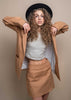The Sienna Blazer and Mini Skirt shot in studio. 100% linen ethically made in Vancouver, BC.